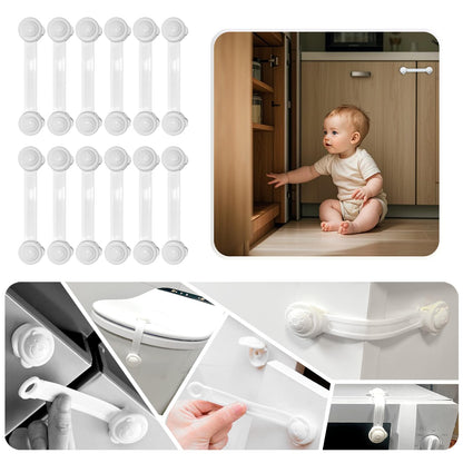 Baby Locks Child Safety Cabinet Proofing Cabinet Drawer Door Latches No Tools Required. (Long 12 packs)