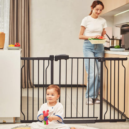 DOVELY Baby Gate for Stairs 29-52 Inch Extra Wide Baby Gate Auto Close Pressure Mounted Door Cat Dog Gates Easy Install Safety Baby Gate for Doorways Black