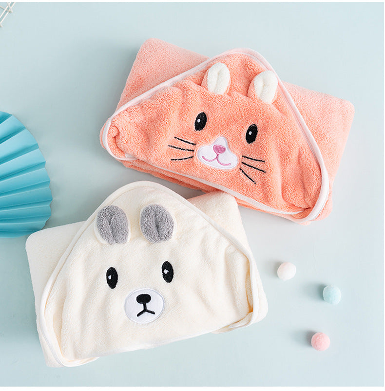 Cotton Hooded Baby Bath Towel with Cartoon Ears