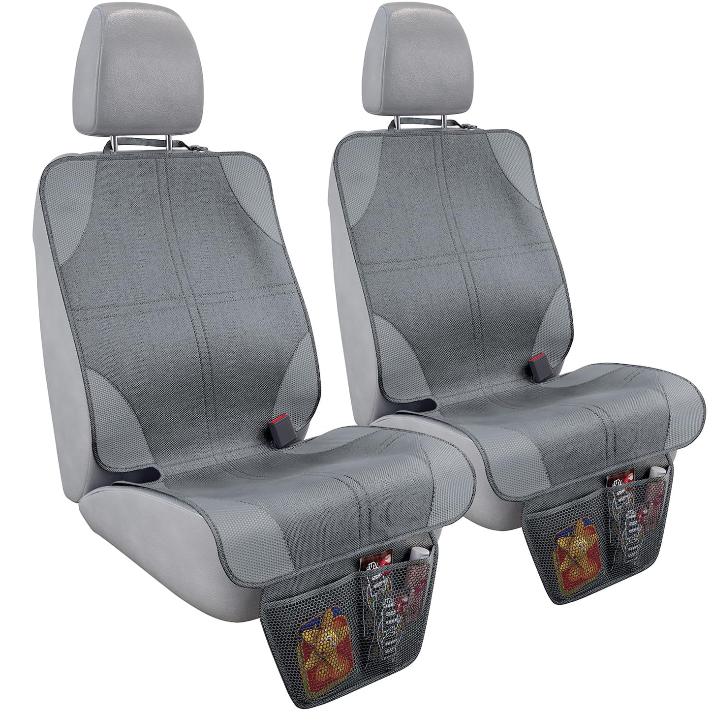 Car Seat Protector For Child Car Seat Car Seat Protection For Baby Carseat Non-Slip Seat Protector Under Baby Car Seat Thick Padding Seat Cover For Car Seat With 2 Mesh Storage Pockets 2 Pack Grey