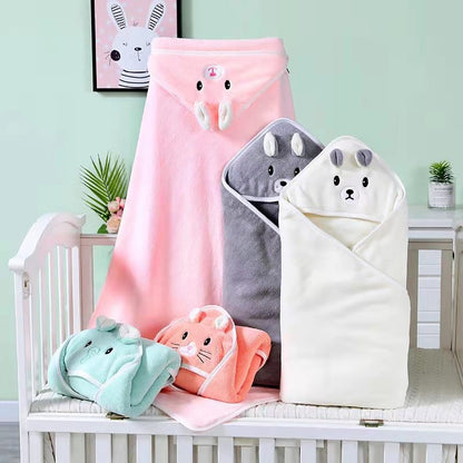 Cotton Hooded Baby Bath Towel with Cartoon Ears