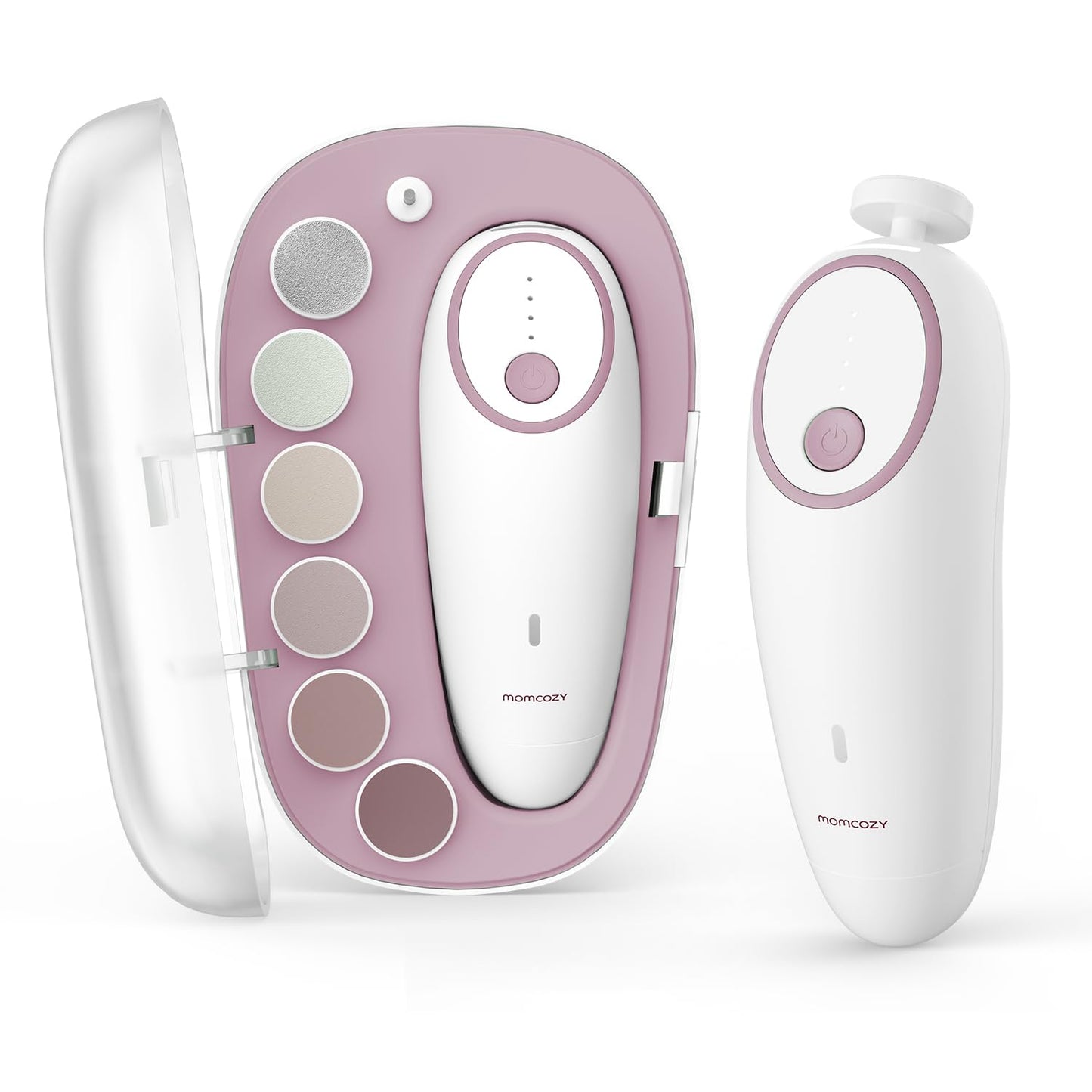 Momcozy Baby Nail File Electric Rechargeable Baby Nail Clipper Gentle Baby Nail Trimmer Electric with Night Light 7 Grinding Head Replacement Pads Pink